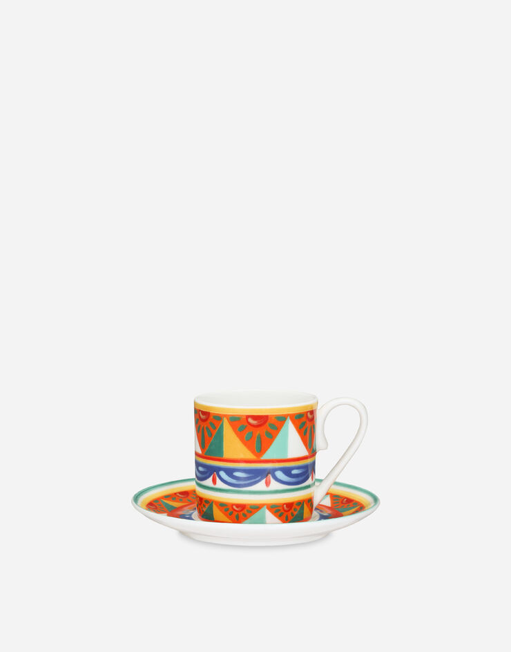 Dolce & Gabbana Tazza Caffè con Piattino in Porcellana Fine Multicolore TC0S01TCA01