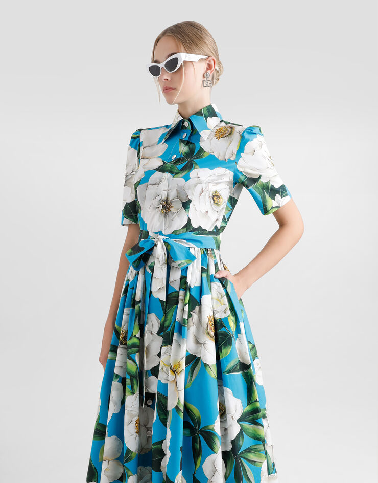 Dolce & Gabbana Short cotton corset dress with bouquet print Print F6AGMTHS5TJ