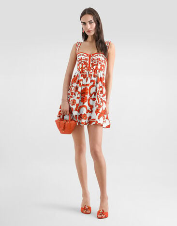Dolce & Gabbana Majolica-print poplin short dress Multicolor F6UT1TGDDRL