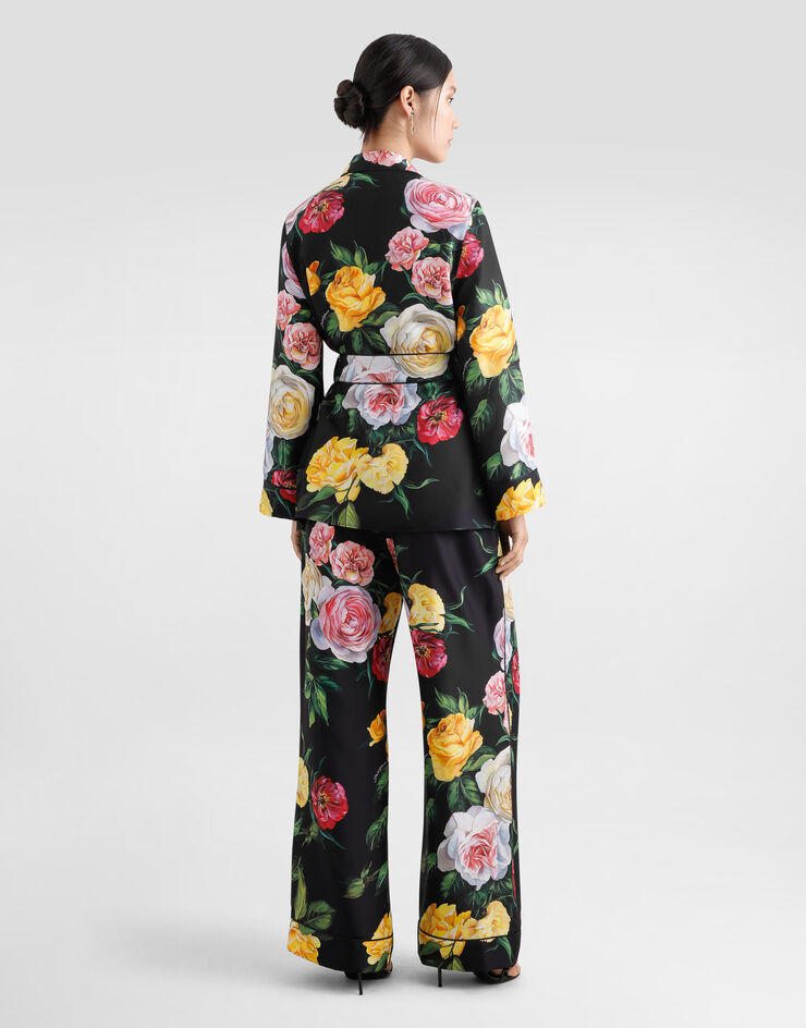 Dolce & Gabbana Silk habotai pajama pants with peony and rose print Print FTAMPTIS1XJ