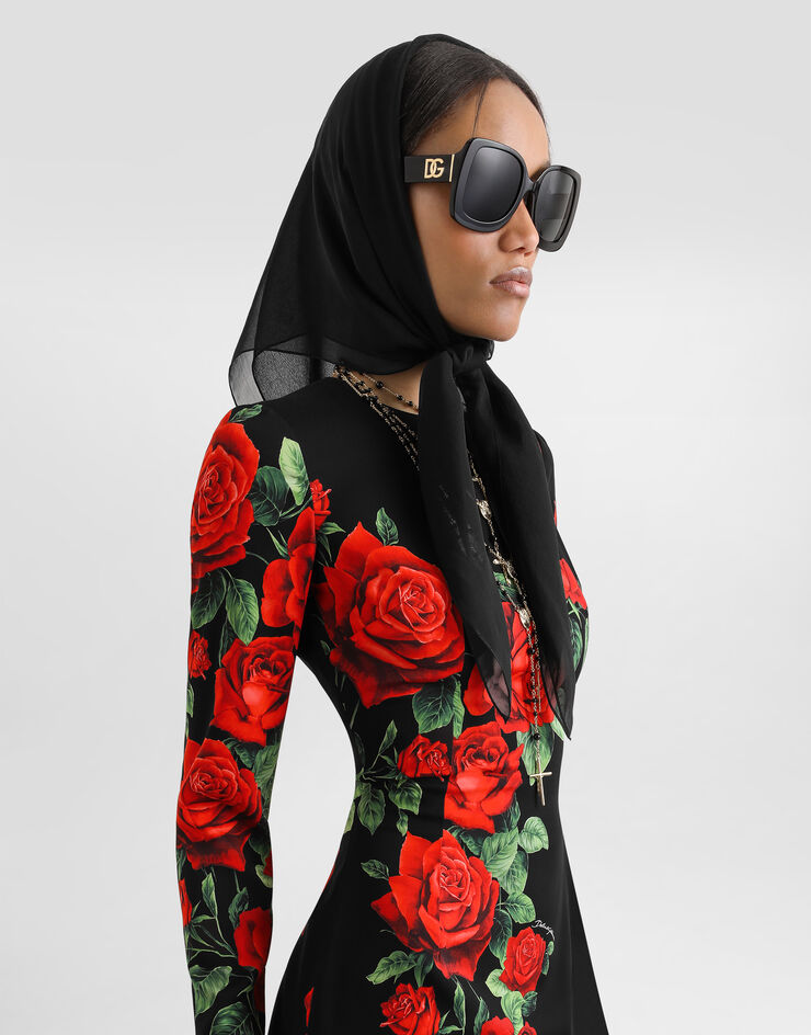 Dolce & Gabbana Rose-print charmeuse dress Dolce & Gabbana Rose-print charmeuse dress Multicolor F623STFSA9R
