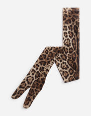 Dolce & Gabbana Collant in tulle stampa leopardo Bianco F5G19TFUEEE
