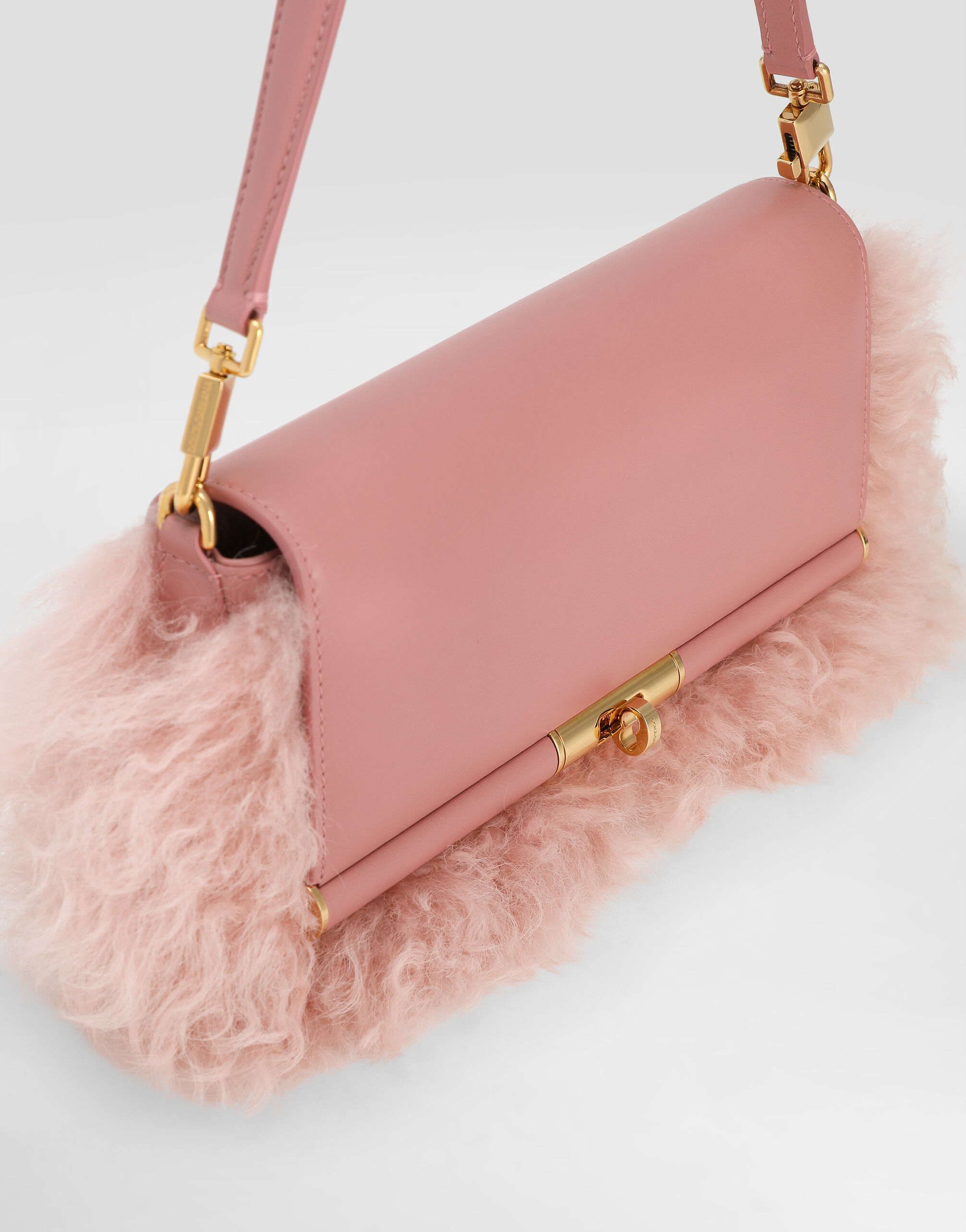 Marlene shearling and palmellato calfskin shoulder bag in