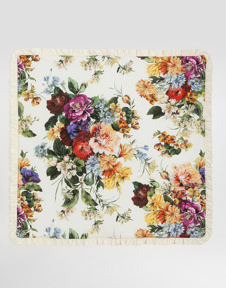 Dolce & Gabbana Flower-print interlock blanket with ruffles Multicolor LNJAH2G7PFA
