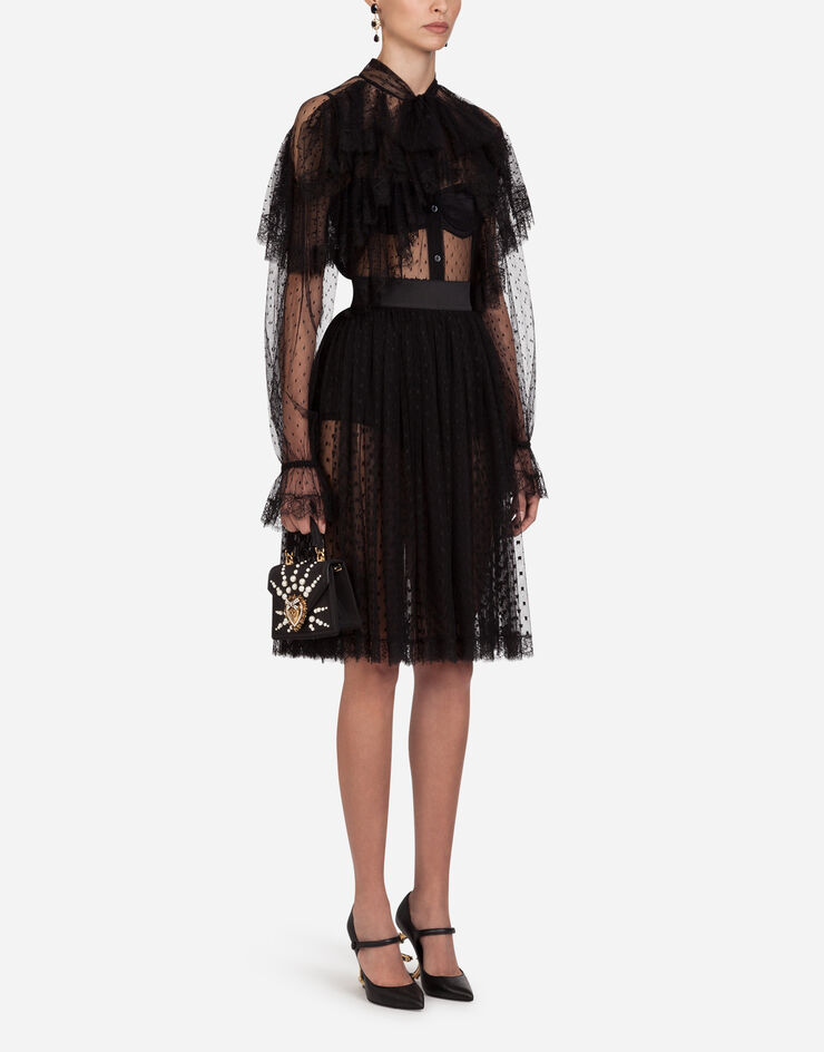 Dolce & Gabbana Small moiré Devotion bag with pearl embroidery NERO BB6711AJ672