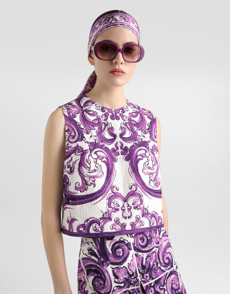 Dolce & Gabbana Majolica-print mat top Multicolor F7AU2TFP9AK