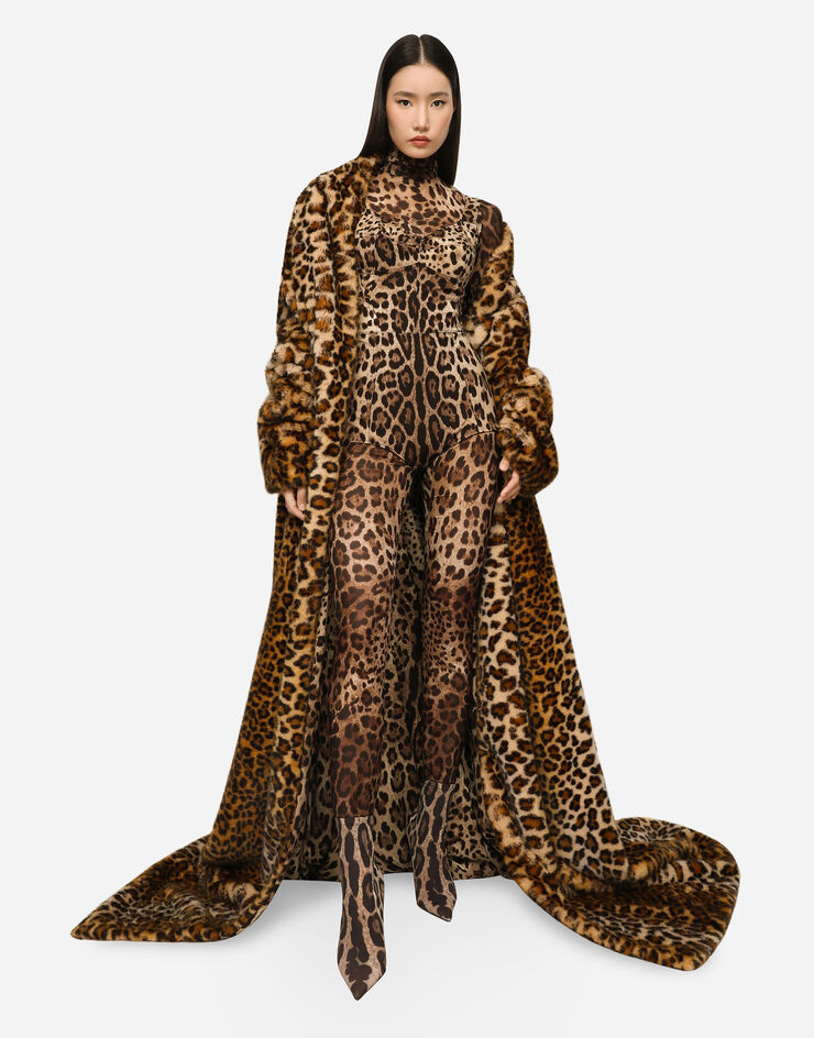 Dolce & Gabbana KIM DOLCE&GABBANA Ботильоны из эластичной ткани с леопардовым принтом леопардовым принтом CT0959AM212