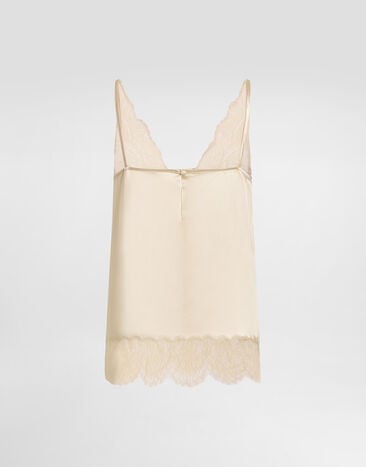 Dolce & Gabbana Silk satin top Beige F7BN5TFU1AU
