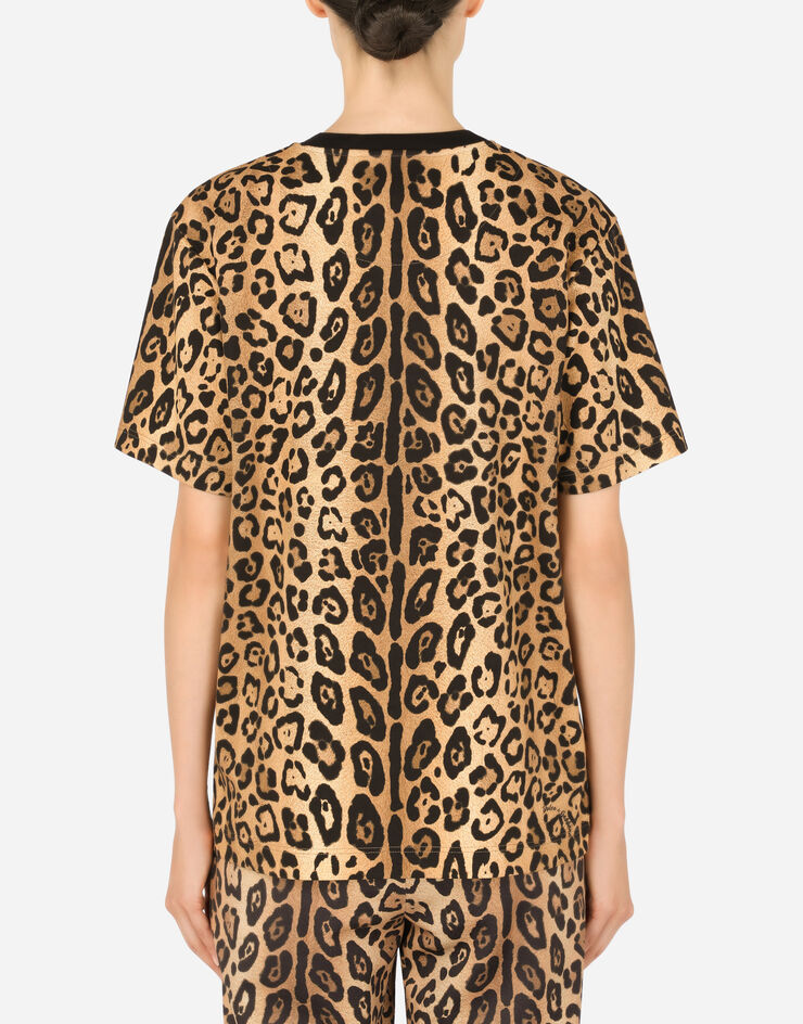 Dolce & Gabbana Short-sleeved leopard-print jersey T-shirt Multicolor I8ABWWG7BPW