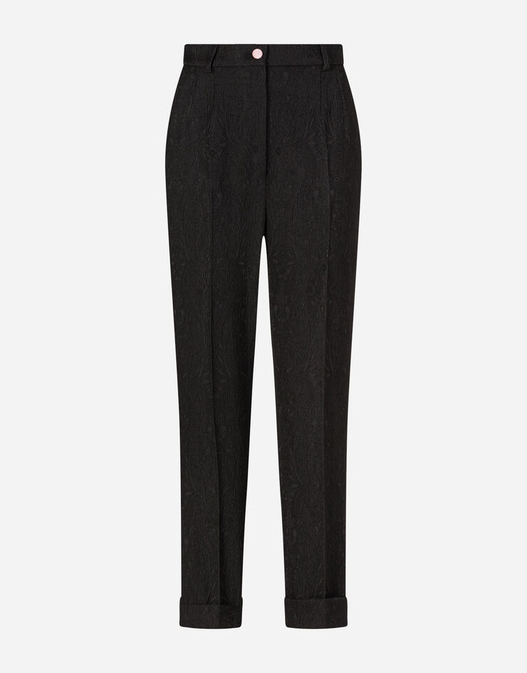 Dolce & Gabbana FLORAL JACQUARD PANTS BLACK FTBQYTFJRCM