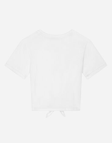 Dolce&Gabbana Camiseta de punto con logotipo DG de metal Blanco L5JTJQG7J6Q