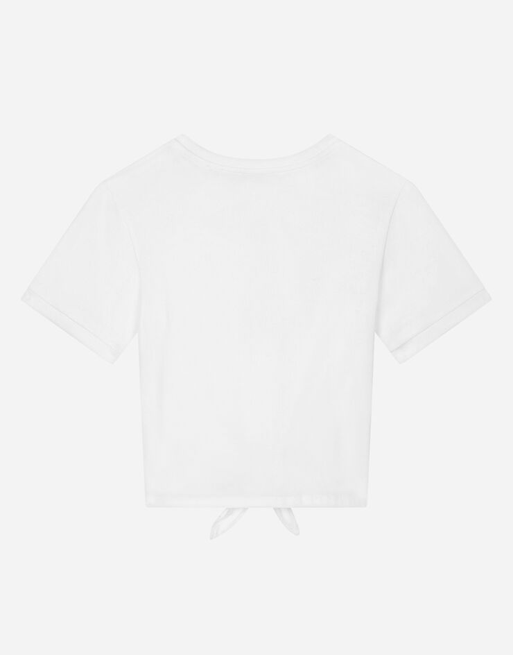 Dolce&Gabbana Jersey T-shirt with metal DG logo White L5JTJQG7J6Q