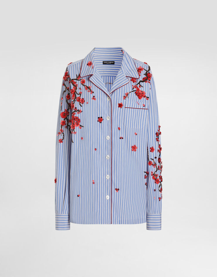 Dolce & Gabbana Poplin shirt with cherry tree embroidery Dolce & Gabbana Poplin shirt with cherry tree embroidery Multicolor F5U41ZGDDR0