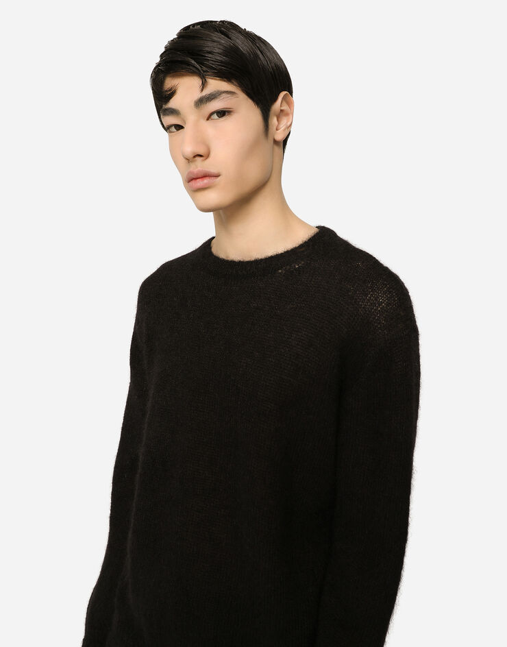 Dolce & Gabbana Round-neck mohair wool sweater Black GXS28TJDMS9