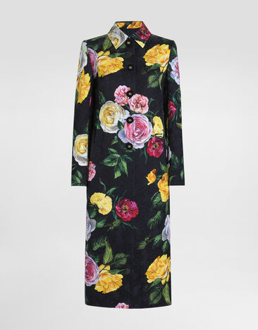 Dolce & Gabbana Single-breasted peony and rose-print brocade coat Beige F0W3STHUMVM