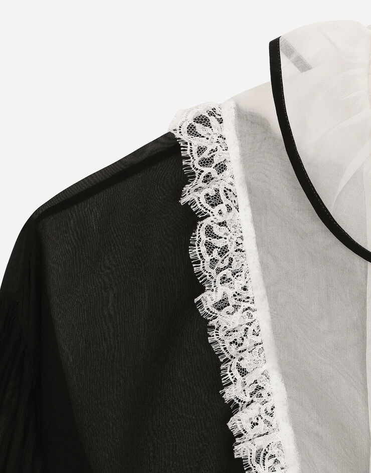 Dolce & Gabbana Chiffon shirt with shirt front and organza cuffs Black F5S17TFU1AT