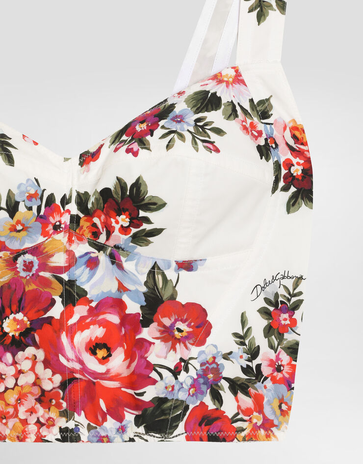 Dolce & Gabbana Flower bouquet-print cotton bustier top Multicolor F7BB1THS5UU