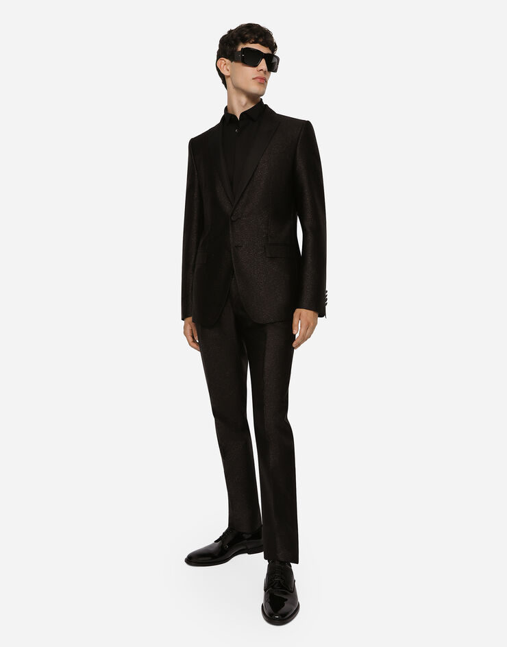 Dolce & Gabbana Cotton poplin Gold-fit tuxedo shirt Black G5EN3TFU5T9