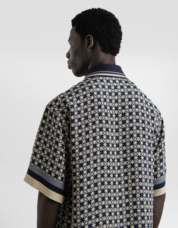Dolce & Gabbana Printed marocain crêpe polo shirt Print G8RG4THI1ZY