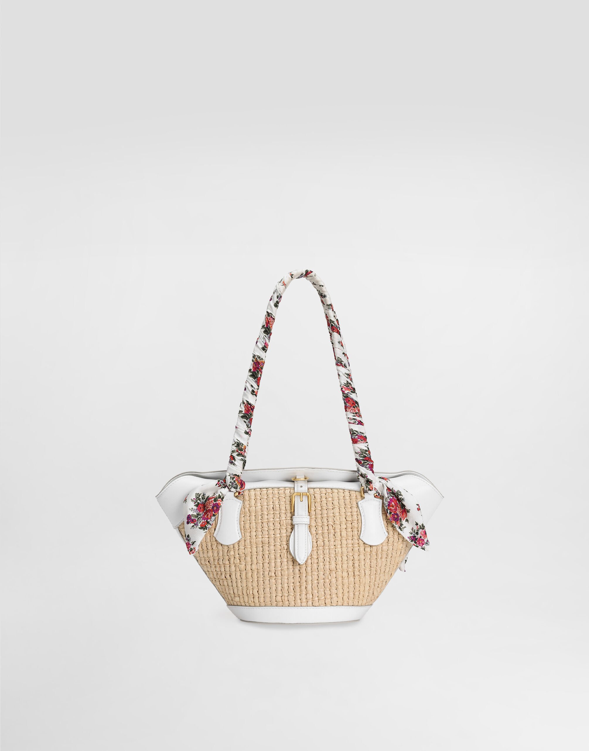 DOLCE&amp;GABBANA　フラワープリント　かごバッグ　スカーフ DOLCE&GABBANA - DOLCE&GABBANA フラワープリント かごバッグ スカーフ