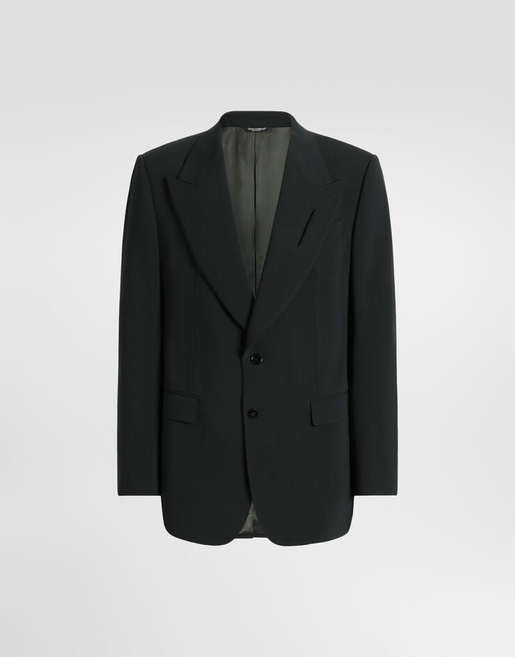 Dolce & Gabbana Single-breasted micro-rib jacket Green G2WS1TFUBG3