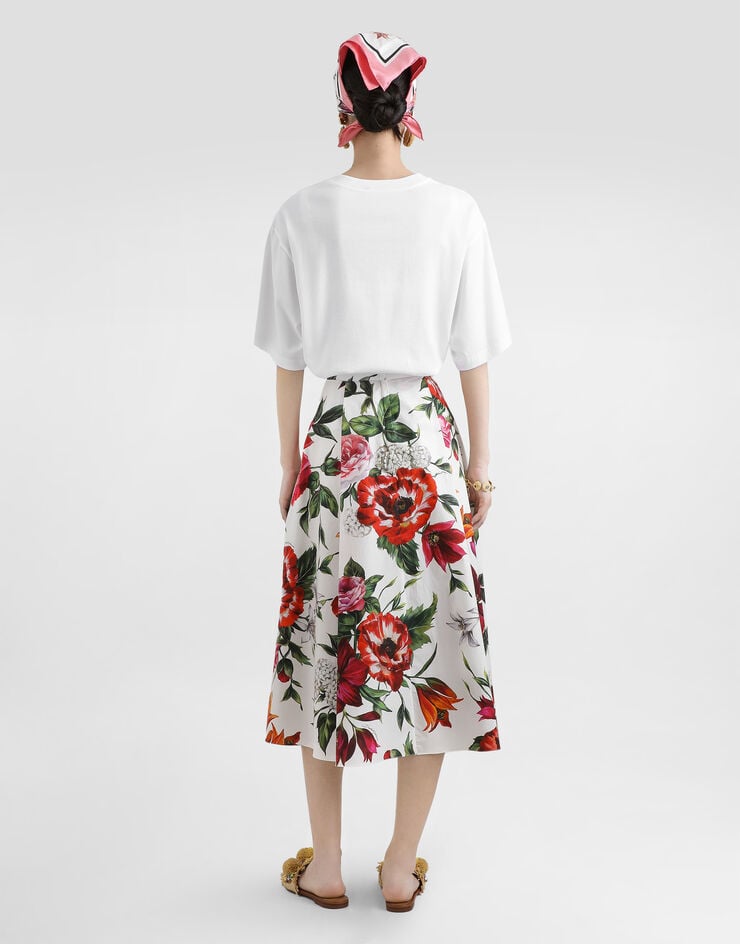 Dolce & Gabbana Flower-print short-sleeved t-shirt White F8V57TGDC7S