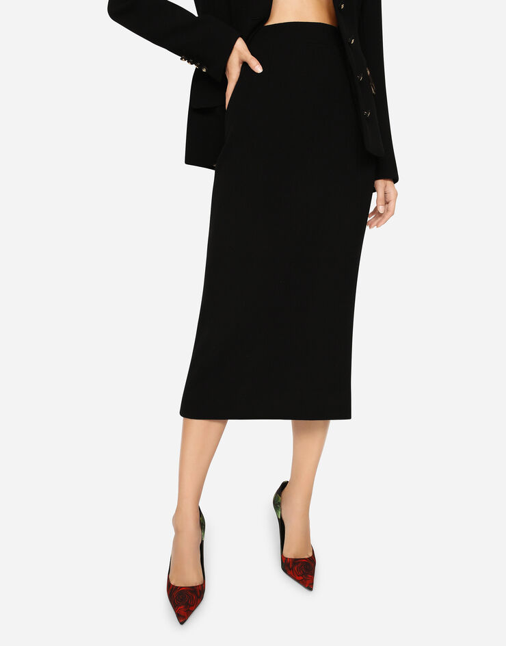 Dolce & Gabbana Jupe mi-longue en laine vierge Noir F4BZBTGDCL2