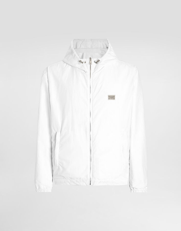 Dolce & Gabbana Jacke aus Leder und Textil mit Wendekapuze Weiss G9BKULGJ022