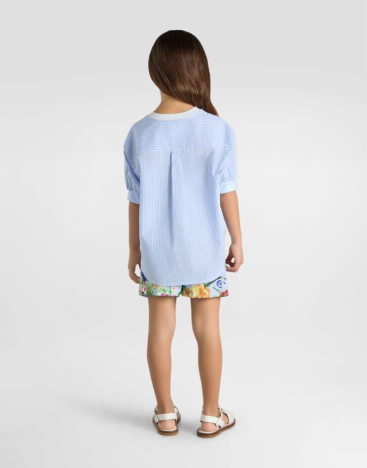 Dolce & Gabbana Striped poplin shorts with floral print Print L53Q39FI5K7