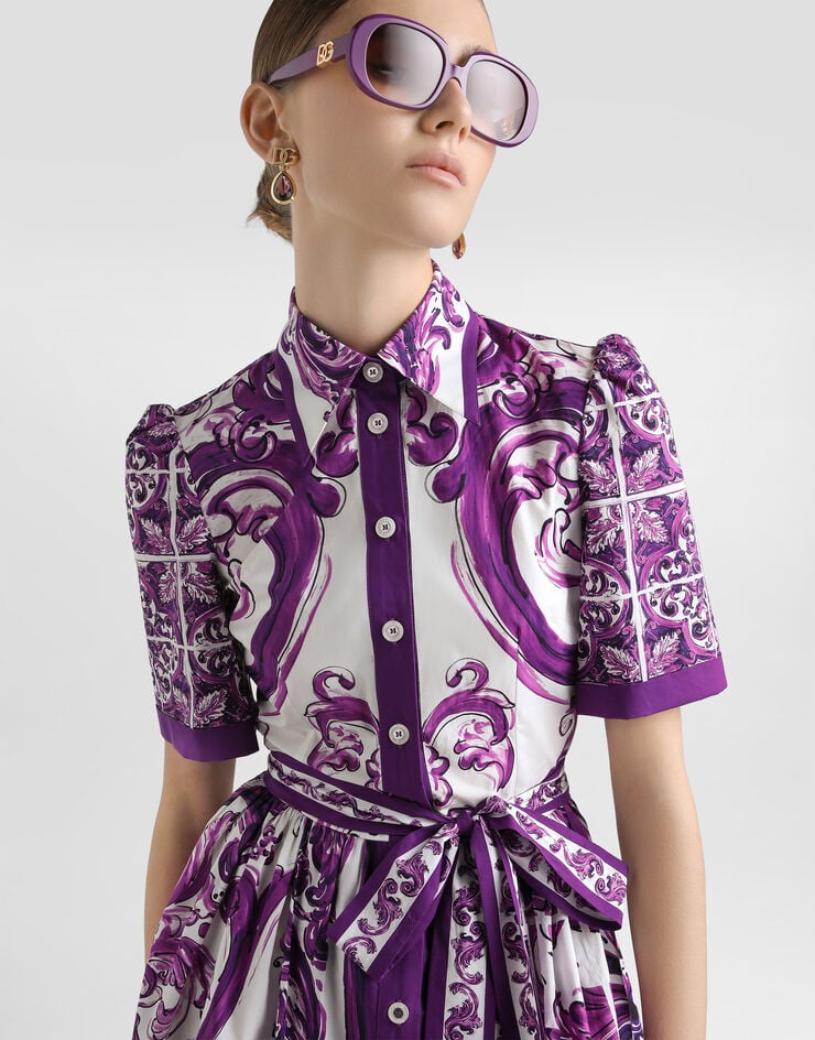 Dolce & Gabbana Majolica-print poplin shirt dress Multicolor F6JFNTFI5JP