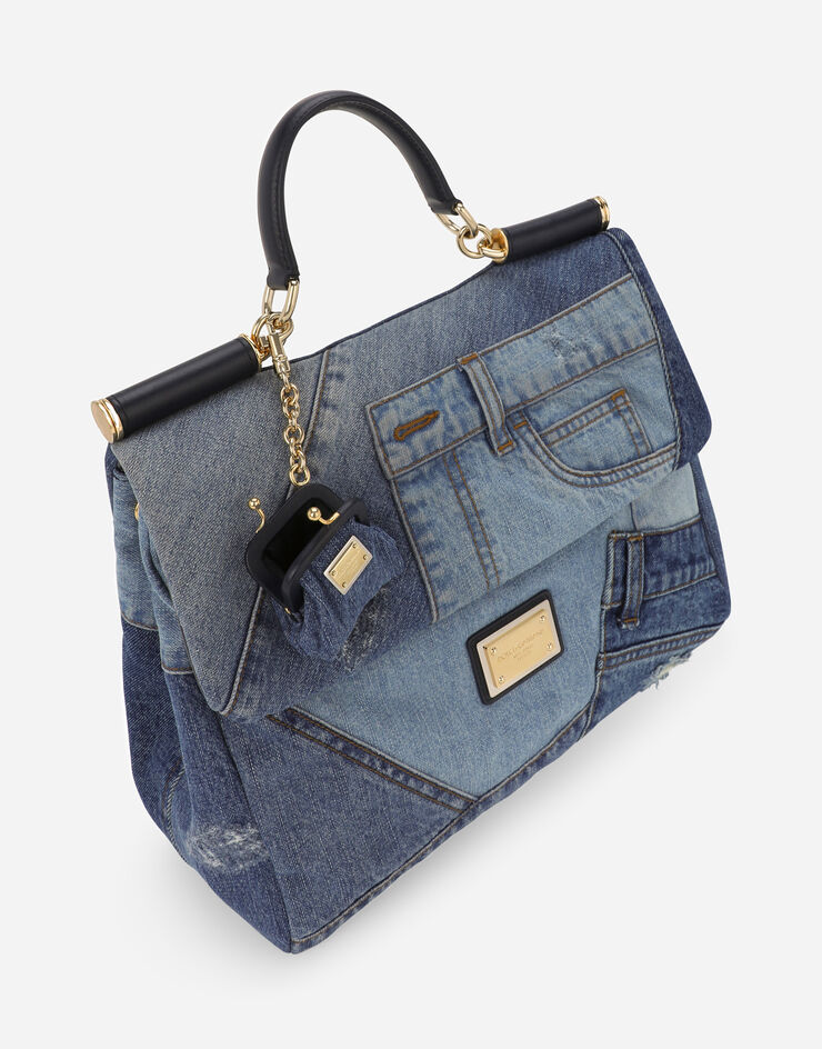 Dolce & Gabbana Sac Sicily soft grand format en patchwork de denim Denim BB7396AO621