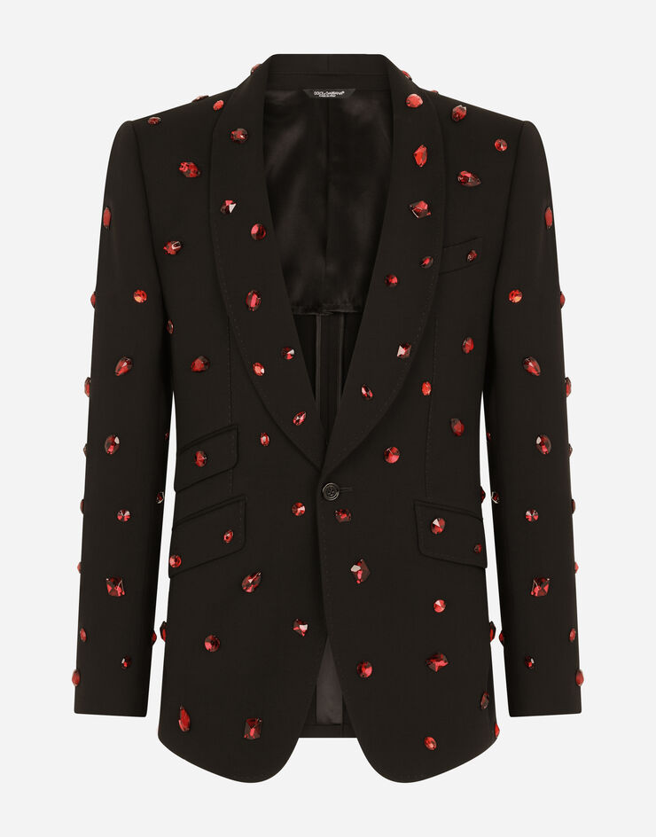 Dolce & Gabbana Stretch wool Sicilia-fit suit with rhinestones Black GKJNMZFUBEG