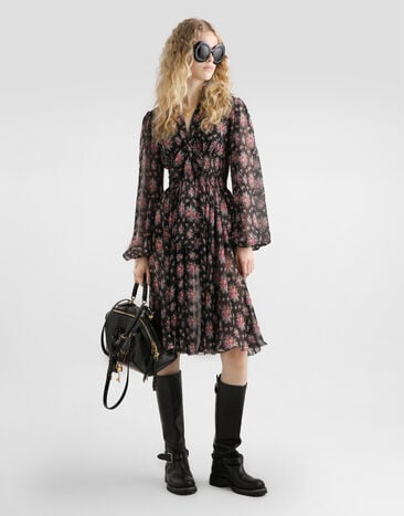 Dolce & Gabbana Small flower bouquets-print chiffon dress Multicolor F60GMTIS10F