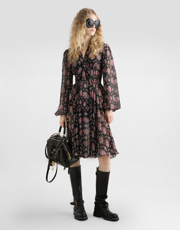 Dolce & Gabbana Small flower bouquets-print chiffon dress Multicolor F60GMTIS10F