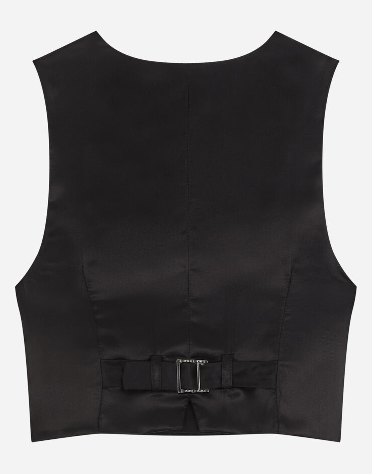 Dolce & Gabbana Gilet croisé en toile de laine stretch Noir L41V23FU2NF