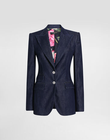 Dolce & Gabbana Single-breasted denim and silk Turlington jacket Multicolor F9S20DG8ML9