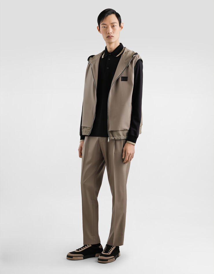 Dolce & Gabbana Wool canvas hooded gilet Multicolor G9BSRTFURK8