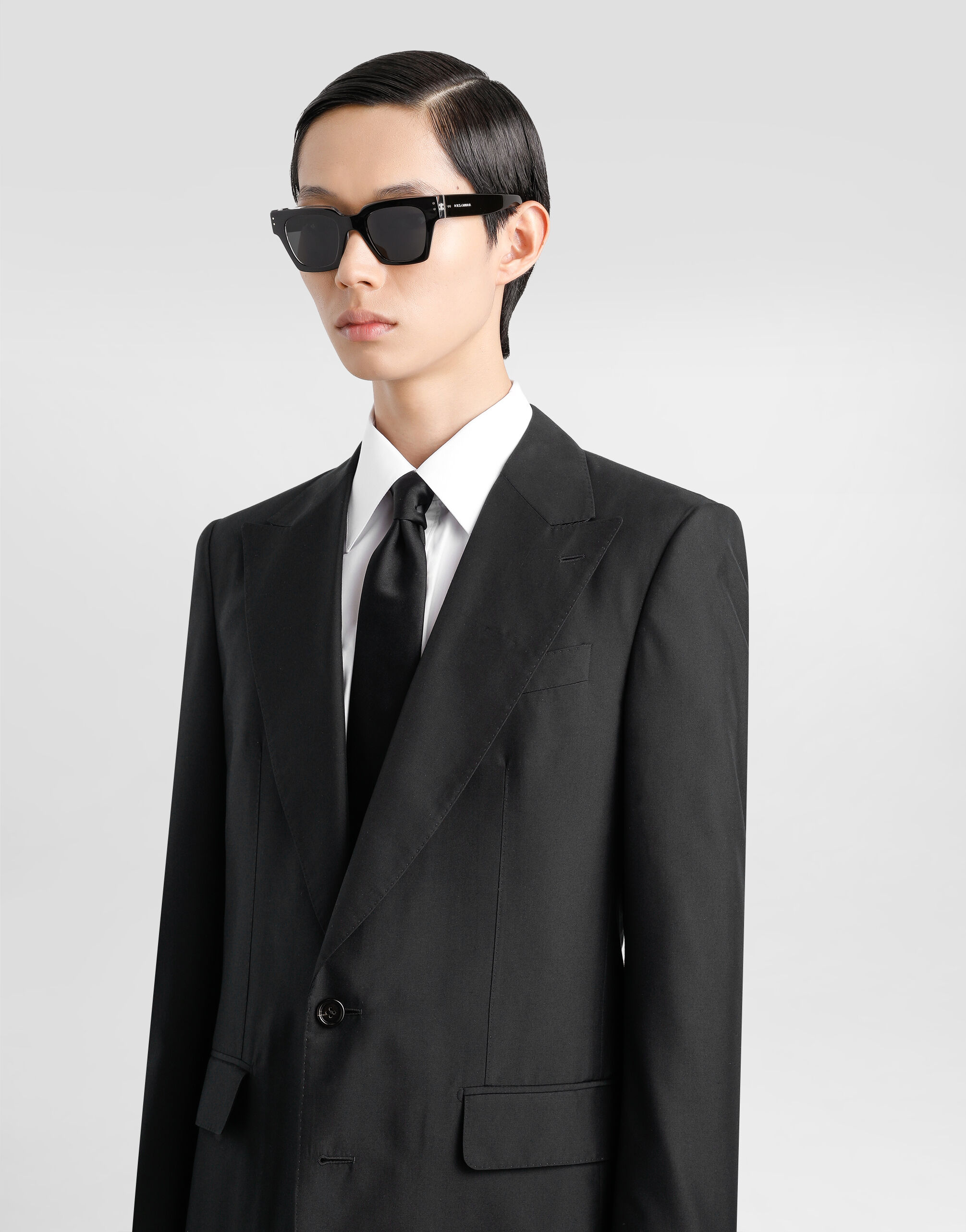 Deconstructed single-breasted silk suit in Black for Men