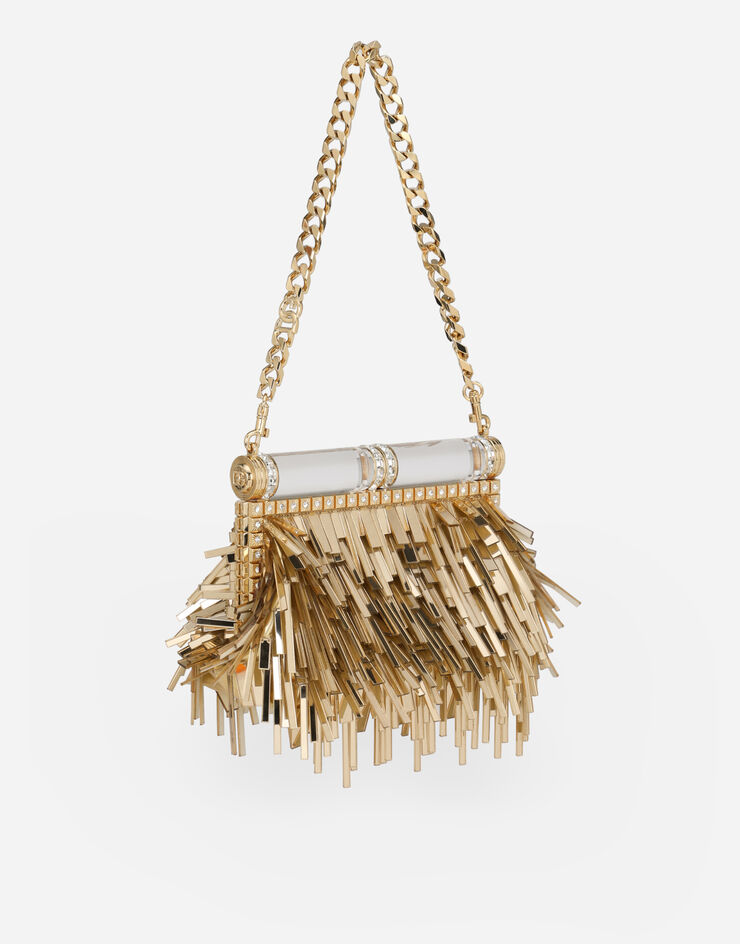 Dolce & Gabbana Mordore nappa bag with fringing Gold BB7097AY831