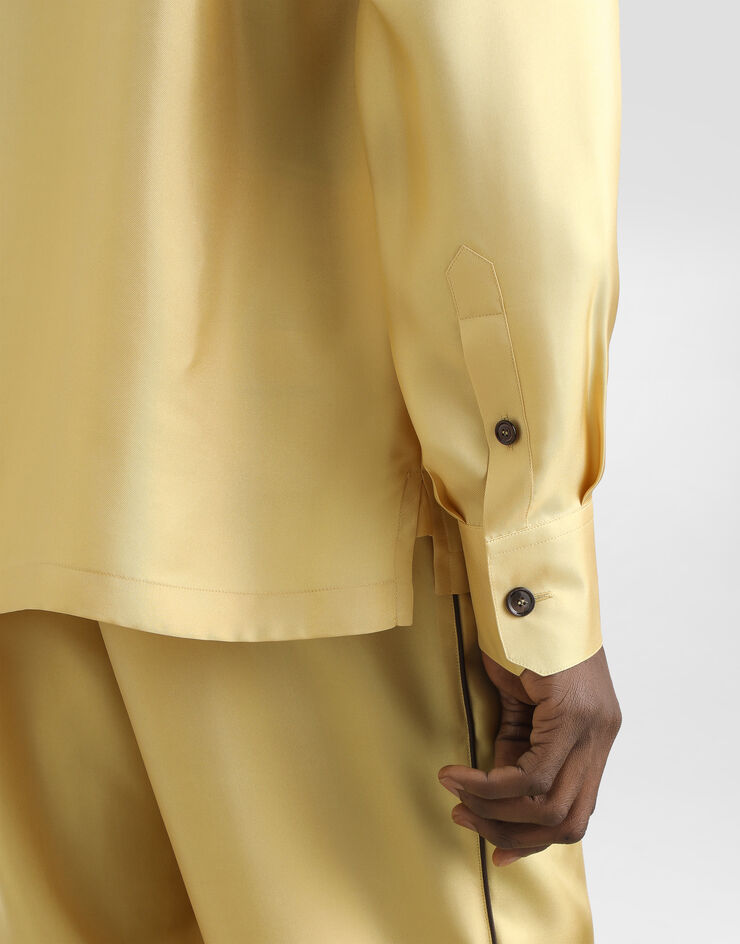 Dolce & Gabbana Silk twill vanity shirt Yellow G5IF1ZFU10S