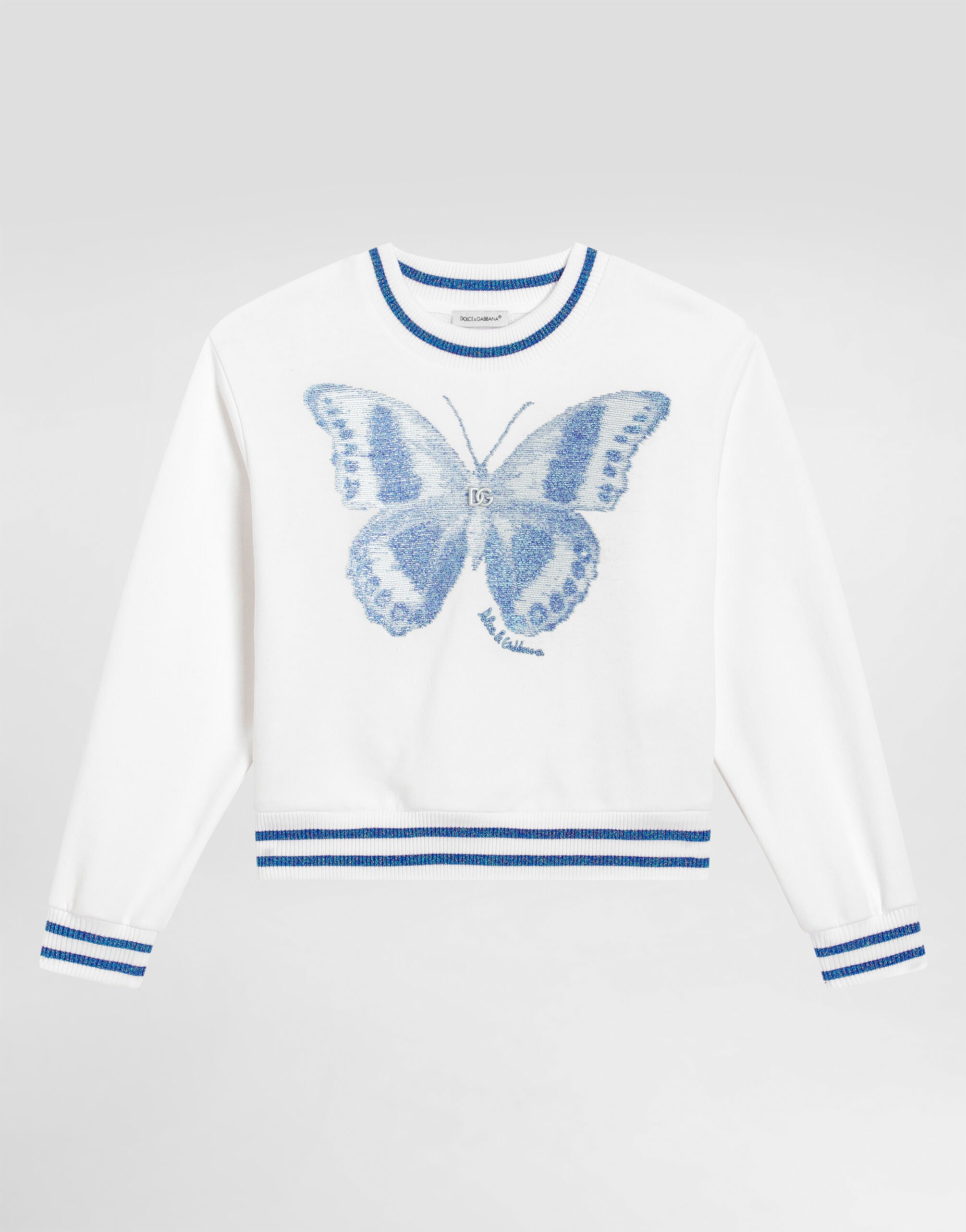 Round-neck sweatshirt with butterfly and DG logo in White