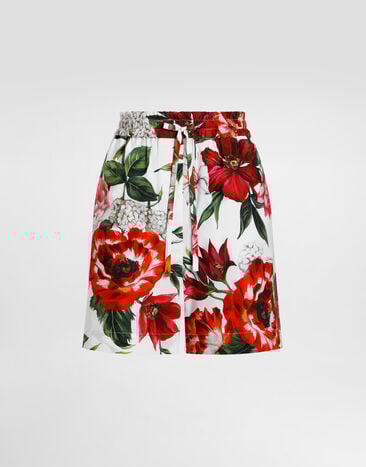 Dolce & Gabbana Shorts aus Popeline mit Blumenprint Drucken FTDBPTHS5TQ