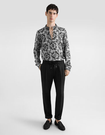 Dolce & Gabbana Pantalón de chándal de lino Negro GP12RZFU4JB