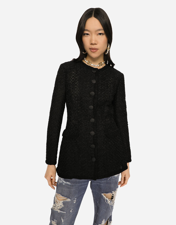 Dolce & Gabbana Single-breasted tweed jacket Black F26D3THUMKJ