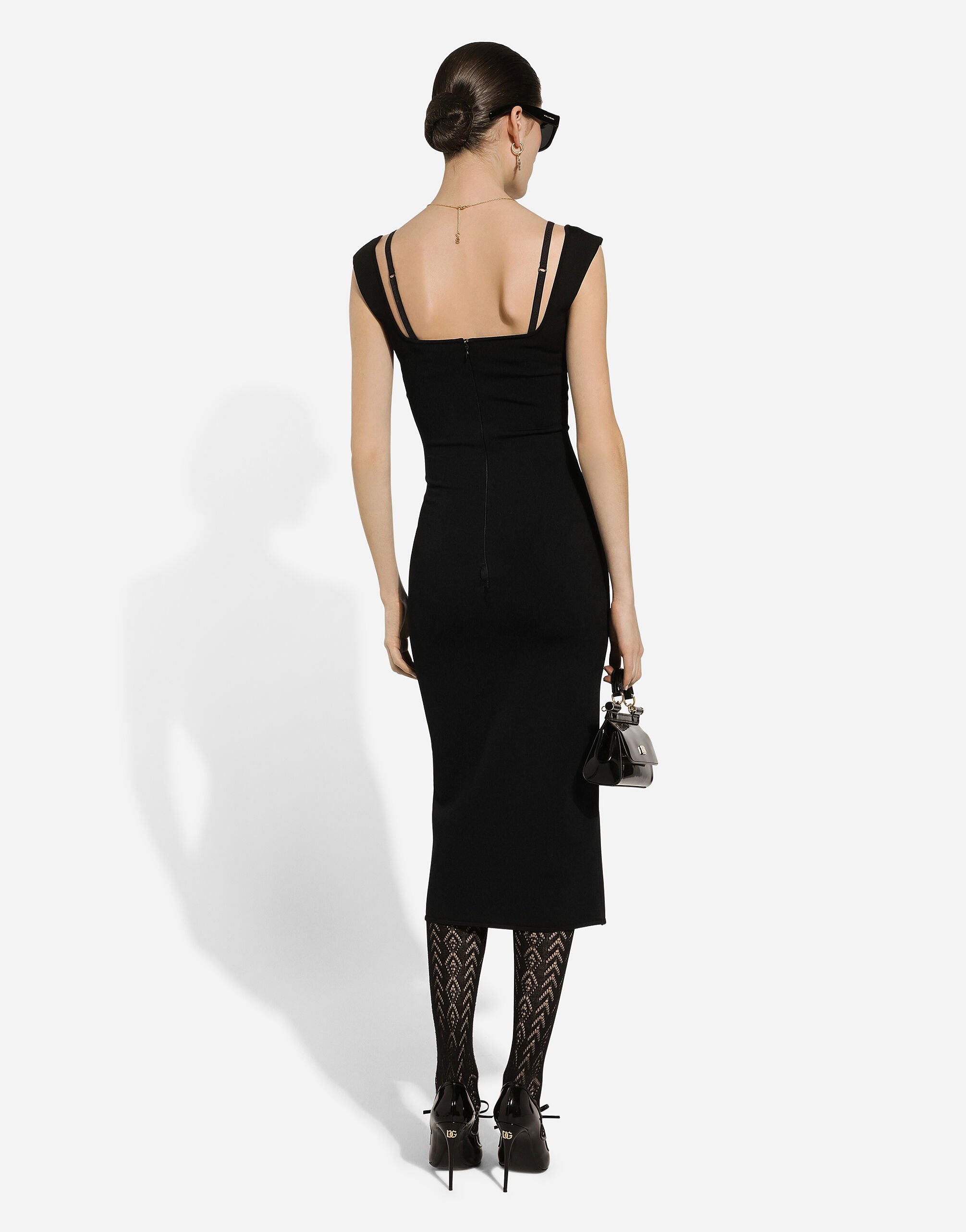 Sleeveless viscose knit dress in Black for Women | Dolce&Gabbana® US