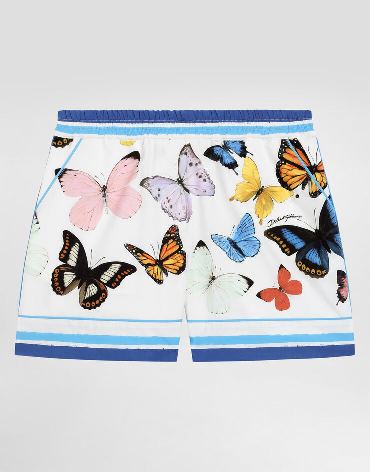 Dolce & Gabbana Striped poplin vanity shorts with butterfly print Print L52Q33FI5KS