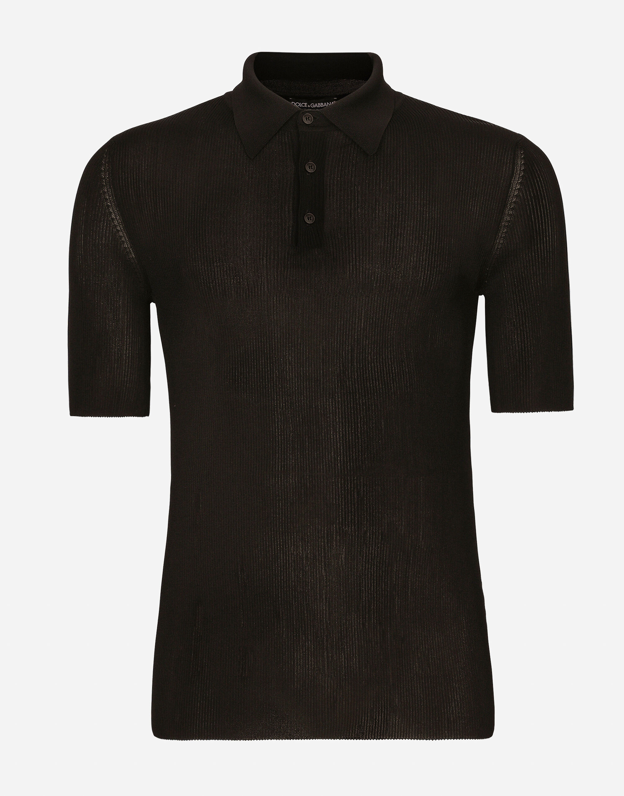 Ribbed Viscose Blend Polo Top