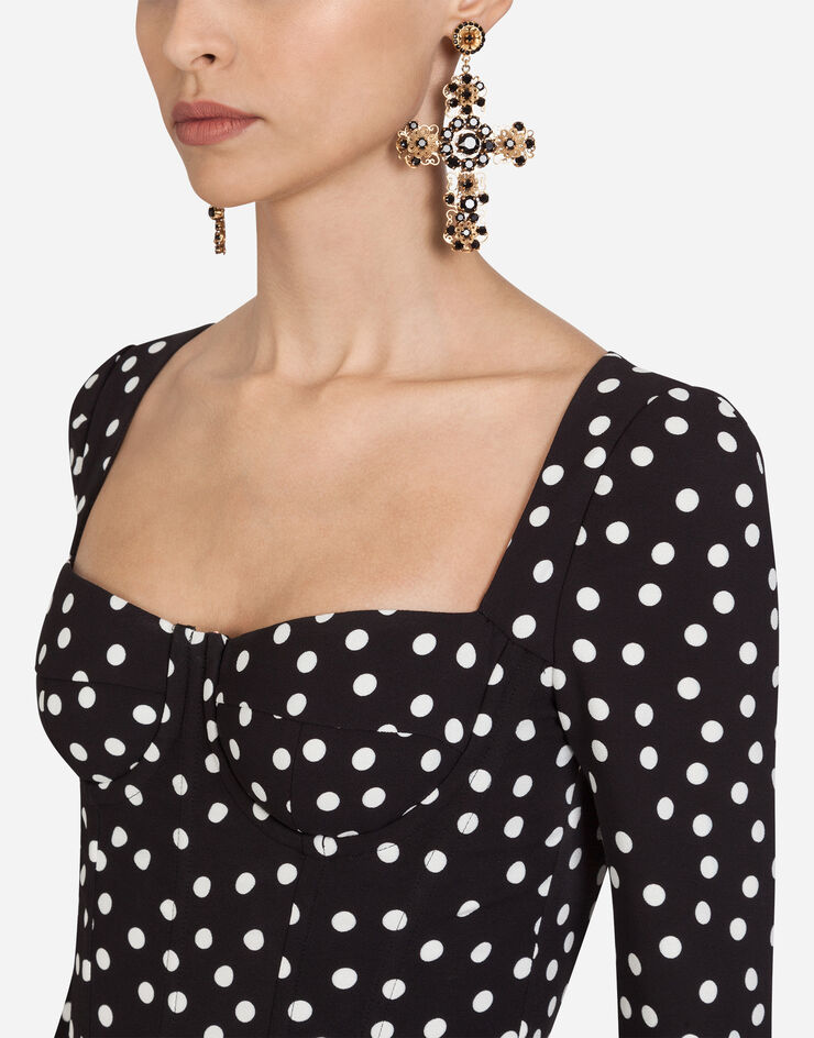Dolce & Gabbana Cady fabric small polka-dot print longuette dress MULTICOLORED F6C1ETFSGR2