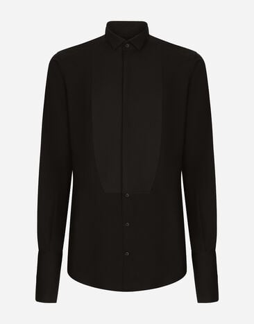 Dolce & Gabbana Camisa de esmoquin Gold en popelina de algodón Negro G5EN3TFU5T9