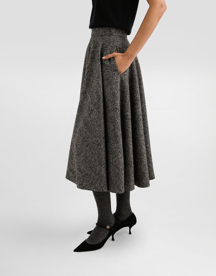 Dolce & Gabbana Wool blend chevron midi skirt Multicolor F4C6FTFCZAF